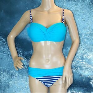 Turquoise Bandeau Bikini Top Matching Bottoms Juniors XL